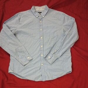 American Eagle Outfitters Light Blue Plaid Men's Shirt Size L Classic Fit Soft